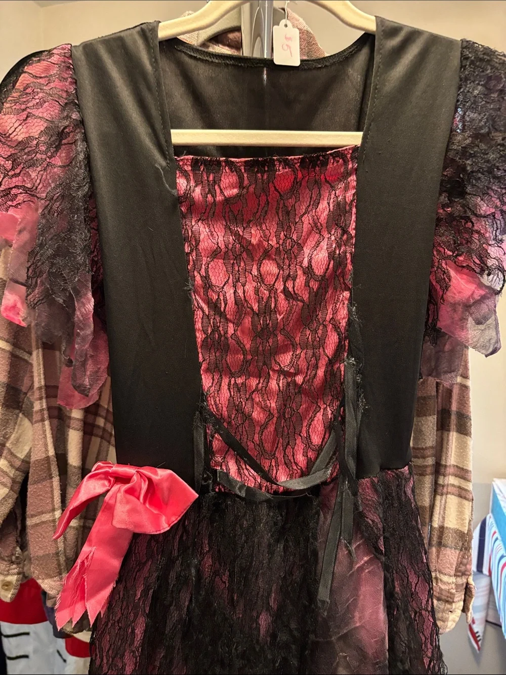 Girls Pink and Black Gothic Zombie Halloween Costume Dress